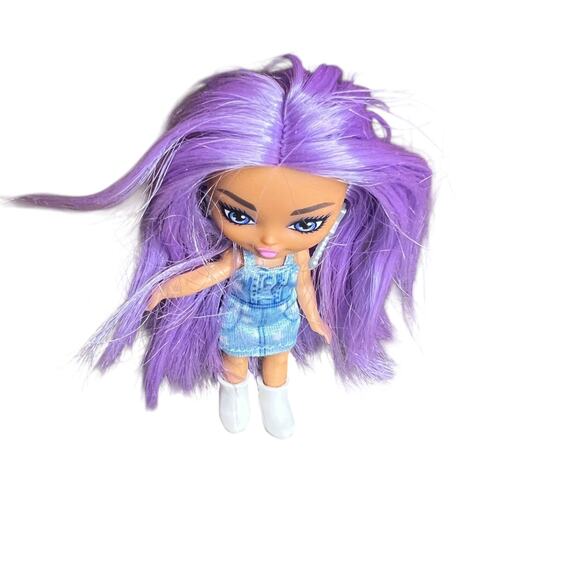 Barbie Extra Minis Doll with Purple Hair White Boots Denim Outfit - Picture 3 of 4